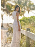 Beaded Ivory Lace Buttons Back Beach Wedding Dress